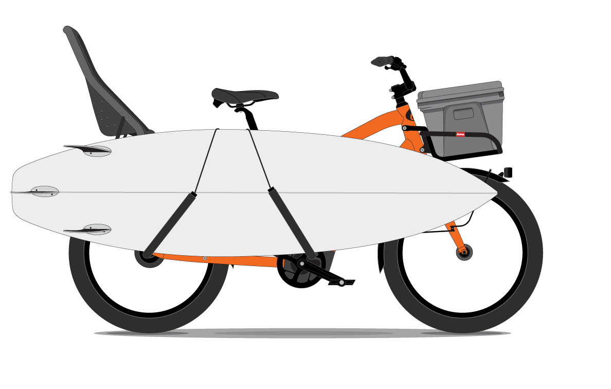 The Veach Bike - Child, Surfboard and Cooler - Propel Electric Bikes